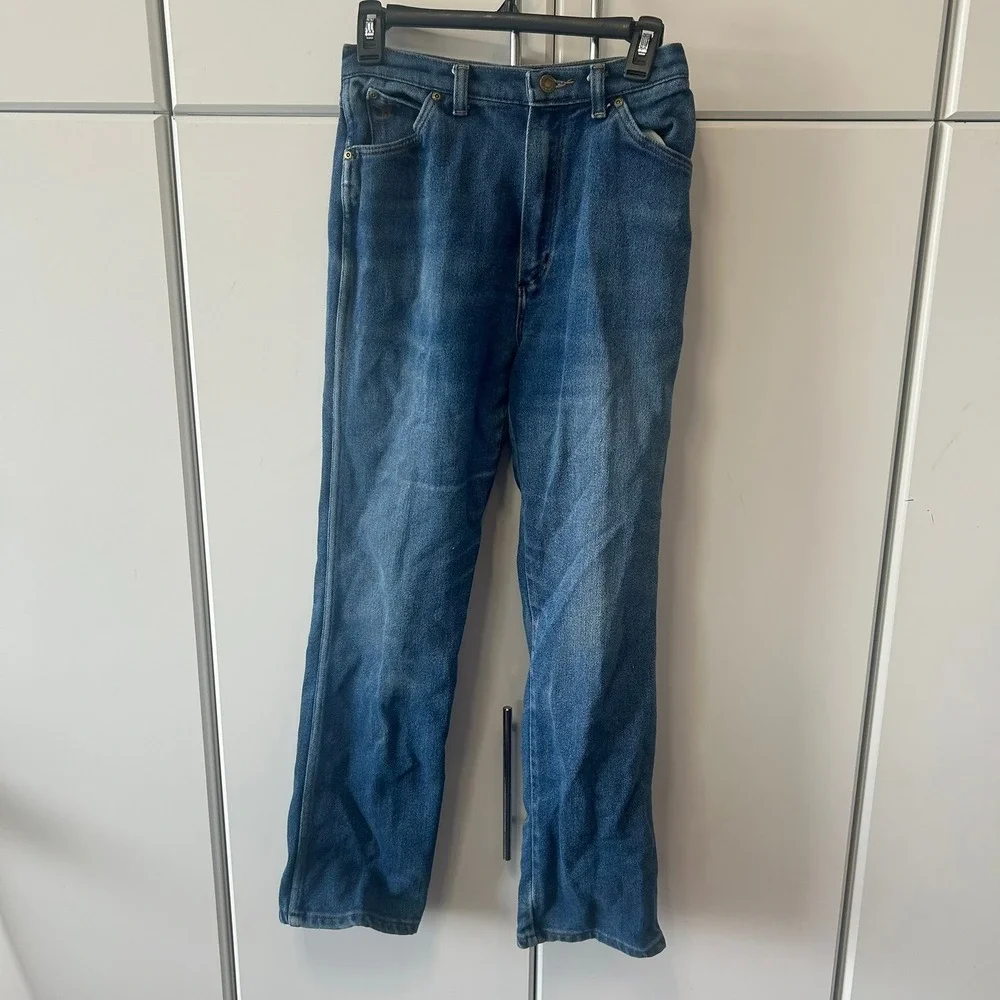 Vintage Wrangler Misses Regular Fit High Rise Straight Leg Blue Jeans Size 12